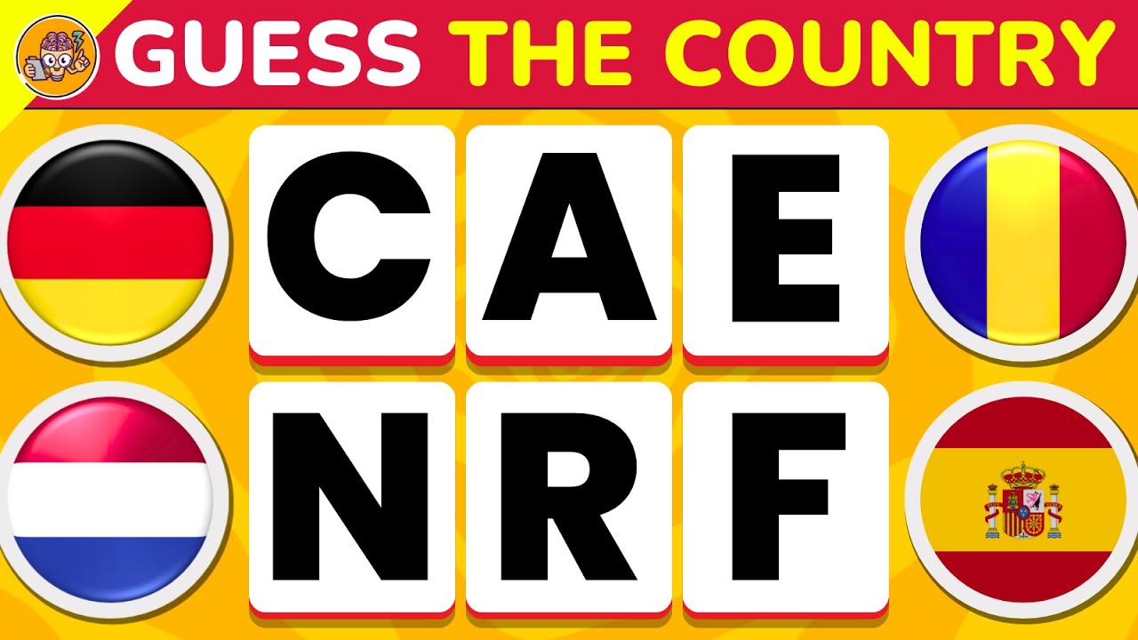 GEOGRAPHY QUIZ: Guess The COUNTY by SCRAMBLE LETTERS (28 Countries) - AHB Quiz Trivia
