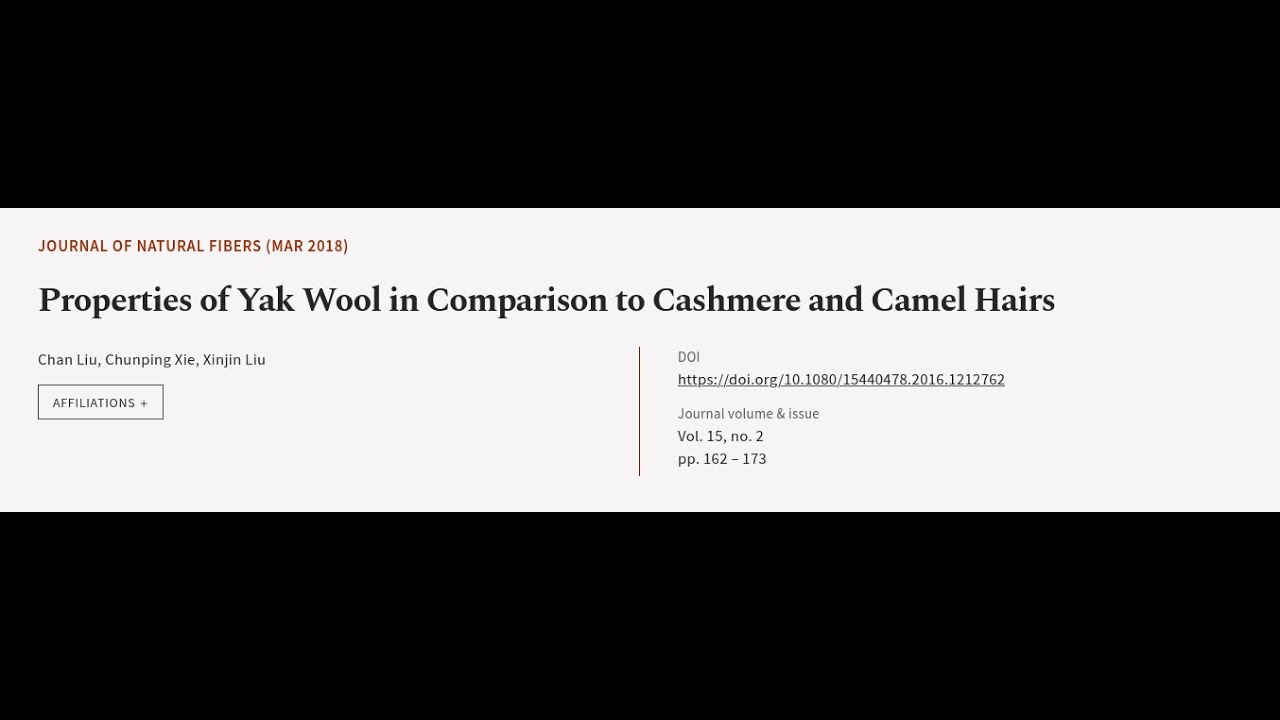 Properties of Yak Wool in Comparison to Cashmere and Camel Hairs | RTCL.TV