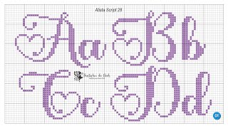 MONOGRAMA/ALFABETO/ABECEDÁRIO/LETRA Alista script ponto cruz MONOGRAMA/ALFABETO/ABECEDÁRIO/LETRA Alista script ponto cruz