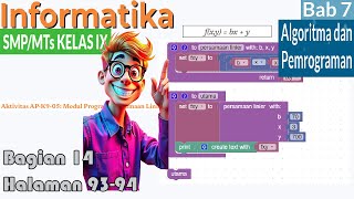Linear equations with blockly informatics class 9 chapter 7 Algorithms and programming, part 14 p...