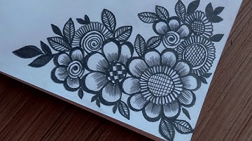 Easy Border Design for Project | Easy corner Drawing Tutorial For Beginners | Flower Drawing