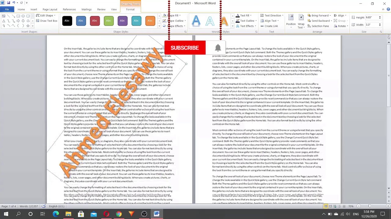 كيفيه عمل اكثر من علامه مائيه في ملف الوورد