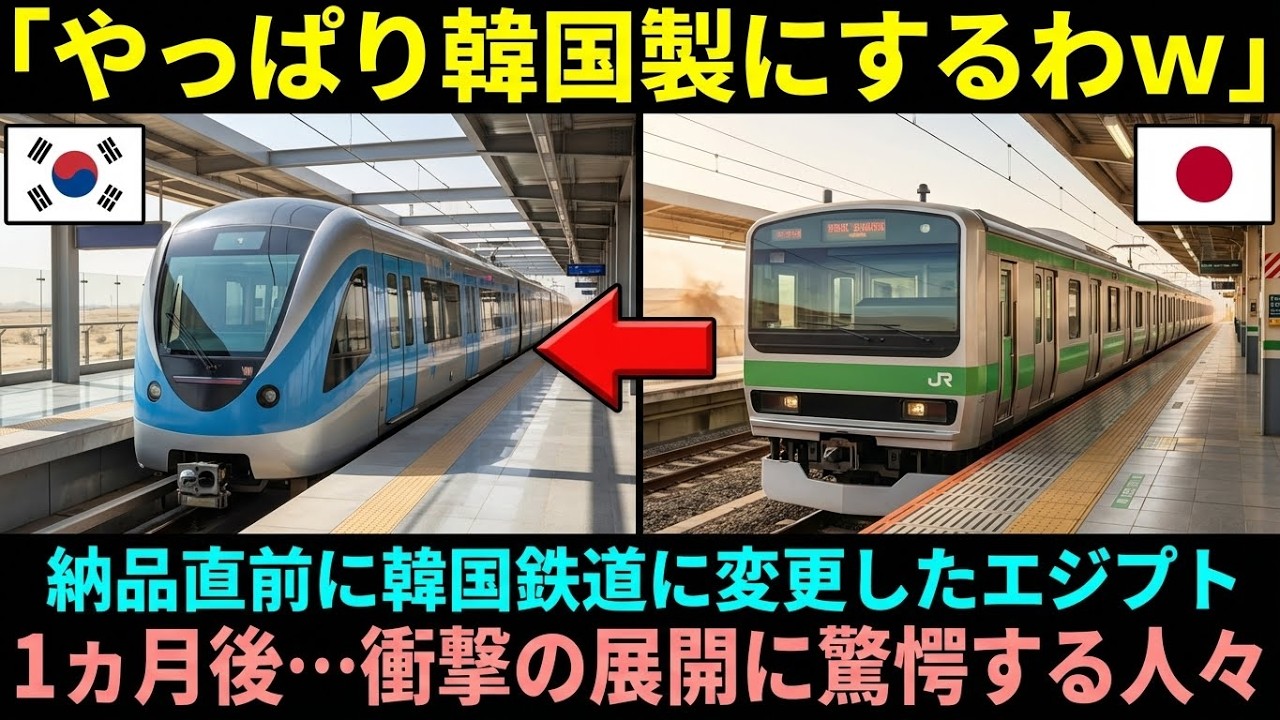 【海外の反応】「日本の電車はぼったくりだ!」納品直前で半額の韓国製に切り替えたエジプト…1ヵ月後、衝撃の展開に世界が驚愕!