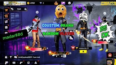 Coustom Prank On Random Player Gone Wrong Public Demand 😂 Garena Free Fire Max
