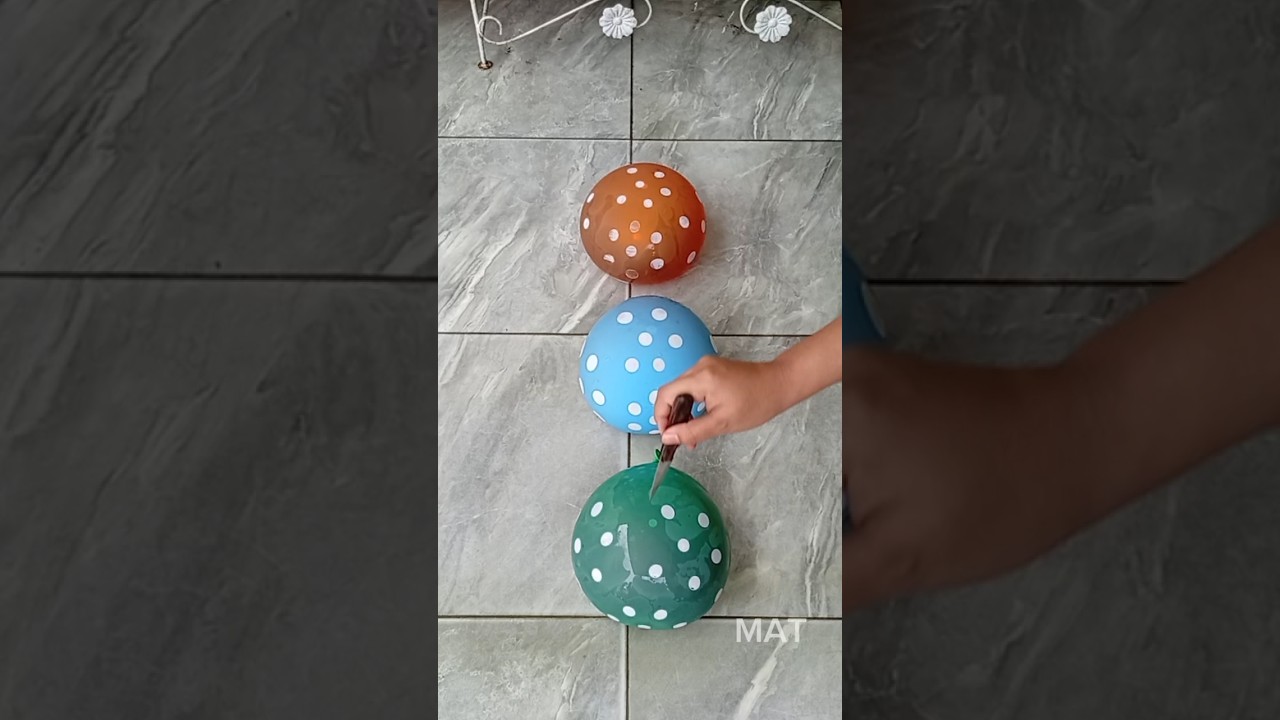 Green, Blue, Orange Popping Water Ballon Satisfying #shorts #asmr #satisfying