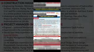 Saudi Construction Manager Jobs May 2026 | Aramco Pipeline Project