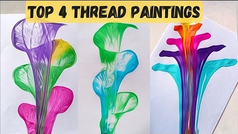 4 easy *THREAD PAINTING* ideas | String pull Art   #painting #threadpainting #drawing #watercolor