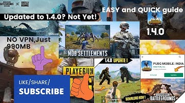 PUBG 1.4.0 update/Godzilla vs Kong /How to update without VPN  for Android /Easy steps