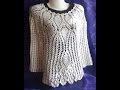 Кофточка с ананасами . Часть 1.Crochet blouse with pineapple