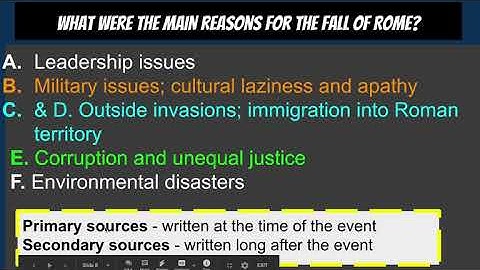 DBQ Fall of Rome explanation