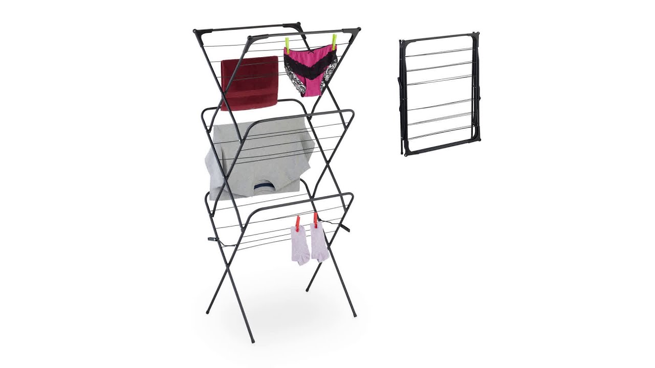 Stendibiancheria A Torre Pieghevole Relaxdays - In Bambù E Ferro, 11 Aste, Regolabile In Larghezza - H 107 Cm, Capacità 15 Kg