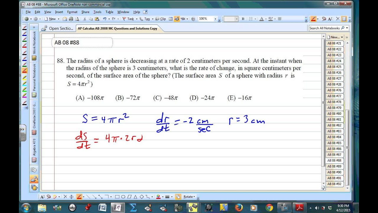 Ap Calculus Ab Multiple Choice 08 Exam Part B Videos Questions Solutions