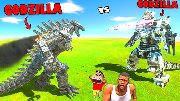 NEW GODZILLA vs OLD GODZILLA in Animal Revolt Battle Simulator with SHINCHAN and CHOP