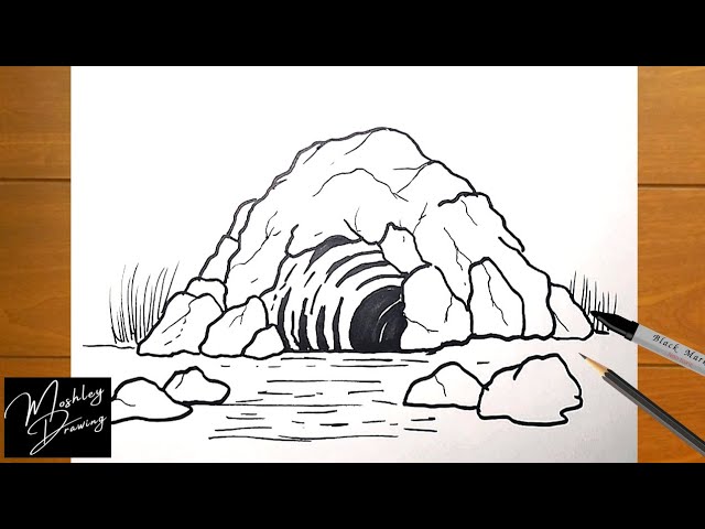 Cave drawing very easy  How to draw Cave step by step  easy drawing  tutorials  step by step arts  YouTube