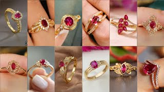 Famous Latest Top 40 Gold Ring Designs 2026 || Beautiful Red Stone Gold Rings || Engagement Gold Rings Wealth
