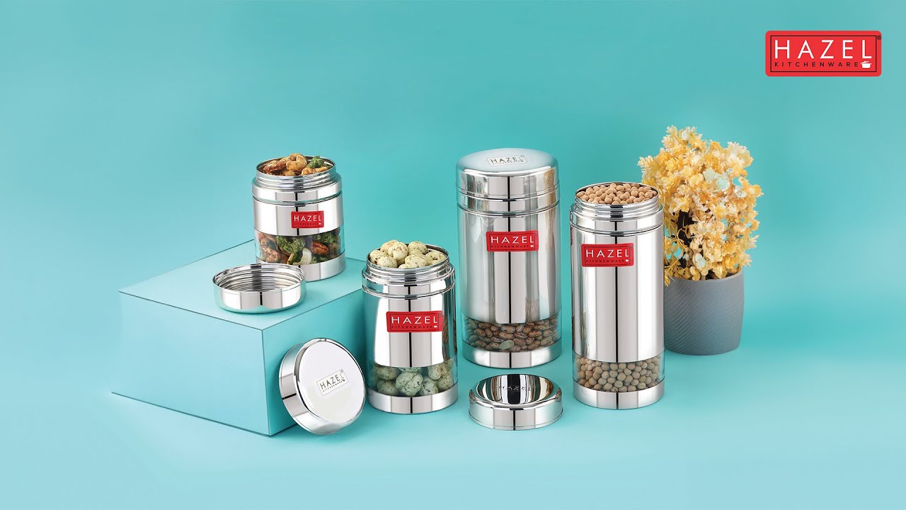 Buy HAZEL Silver Stainless Steel Transparent Container 600 ml at