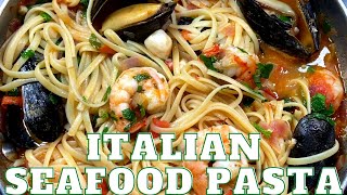 World food tour  Italian seafood pasta from Cinque Terre village  about Italian pasta