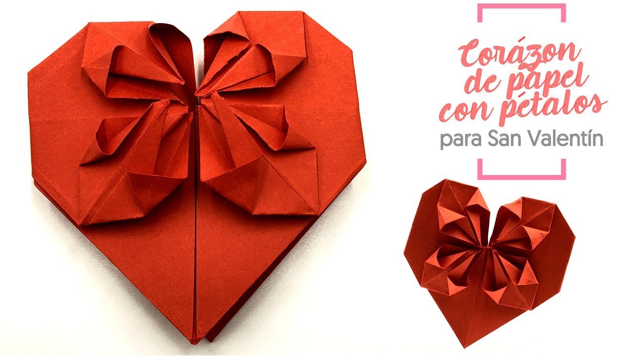 Como Hacer Un Corazón De Papel Con Pétalos Origami Fácil YouTube