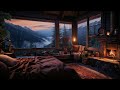 Cozy room by the fireplace rain sounds for relaxation 