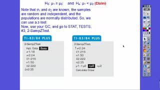 Testing Difference Between Means (Independent, S D 's Known) - Section 8.1 (Part 2)