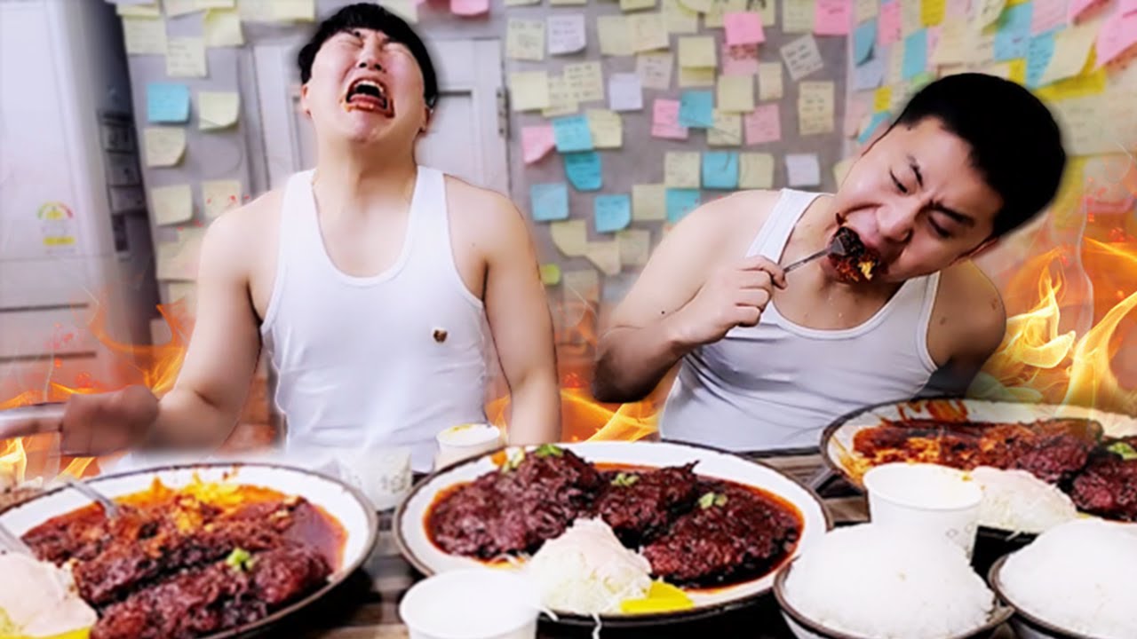 세계에서 제일 매운 돈까스 20개 한번에 먹기..