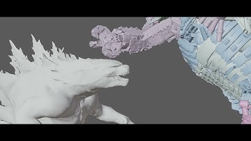 Godzilla Bumps MechaGodzilla [BLENDER]
