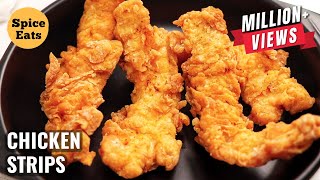 KFC STYLE CRISPY CHICKEN STRIPS | CHICKEN FINGERS | SPICY CRISPY CHICKEN STRIPS