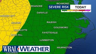 North Carolina Forecast: Isolated severe thunderstorms, wind gusts up to 45 mph
