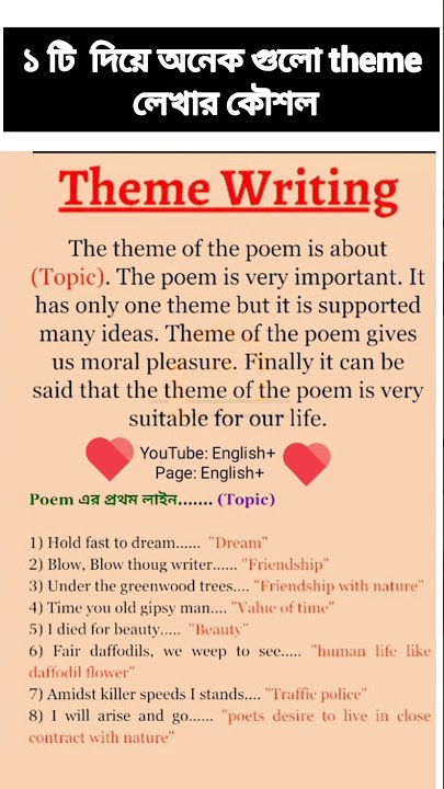 Theme Writing। একটি theme দিয়ে অনেক গুলো theme লেখার কৌশল। How to write a theme। #english #theme