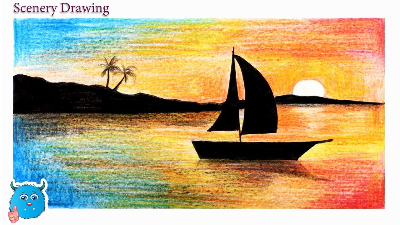 Featured image of post How To Draw A Sunset Scenery With Colour Pencils : I used derwent watercolour pencils for this work, but you can do the same.