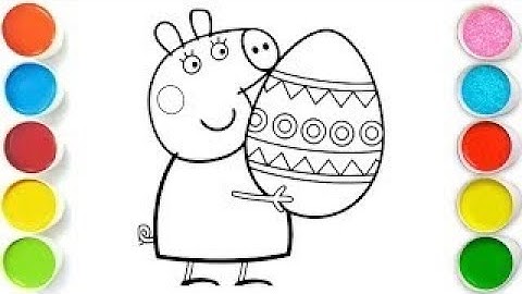 Peppa pig with egg drawing for kids,let
