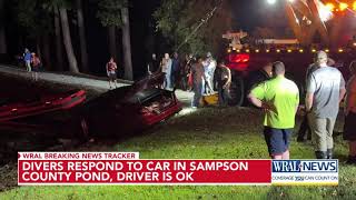 Divers respond to car in Sampson County pond, driver is ok