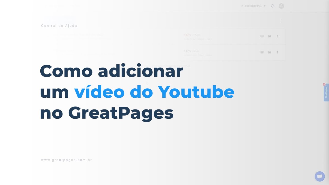 Como adicionar um VÍDEO do YOUTUBE no GreatPages - YouTube