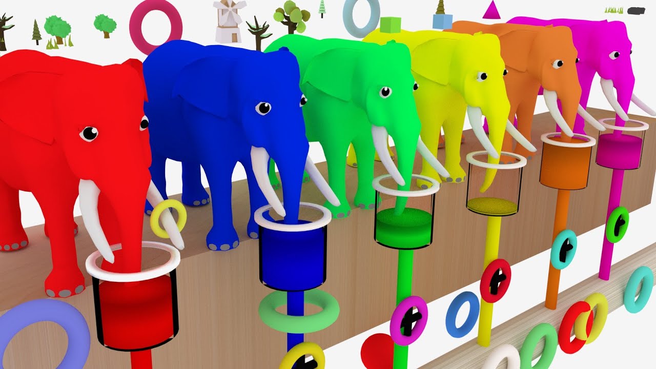 Animals w. Леарн Колорс. Colors with animals | learn Colors with Elephant | cartoons Elephants Garage to learn Colors. Cartoons with Elephants.