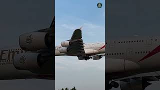 Superjumbo Emirates A380 Close Up Landing At Heathrow