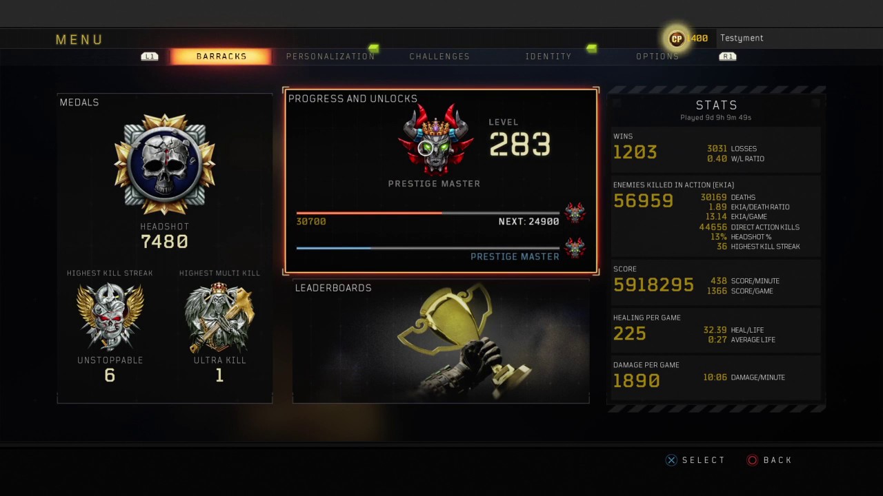 Resetting FaZe Testyment's BO4 Stats.