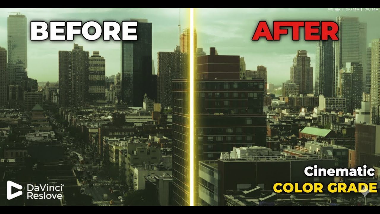 Cityscape Transformation: DaVinci Resolve CINEMATIC Color Grading - YouTube