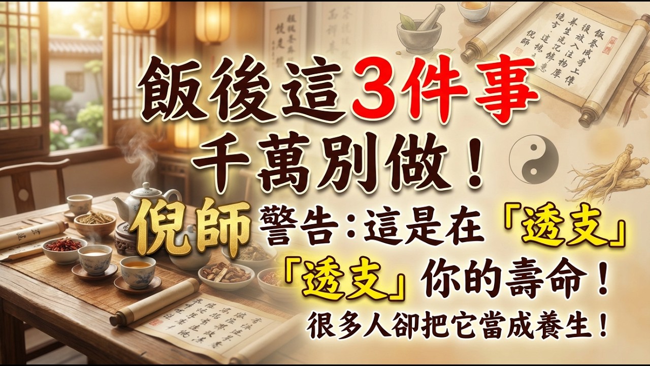 飯後這3件事千萬別做！倪師警告：這是在「透支」你的壽命！很多人卻把它當成養生！ #養生誤區 #倪海廈 #脾胃調理 #中醫智慧 #長壽習慣 #元氣恢復 #生命規律 #晚年健康