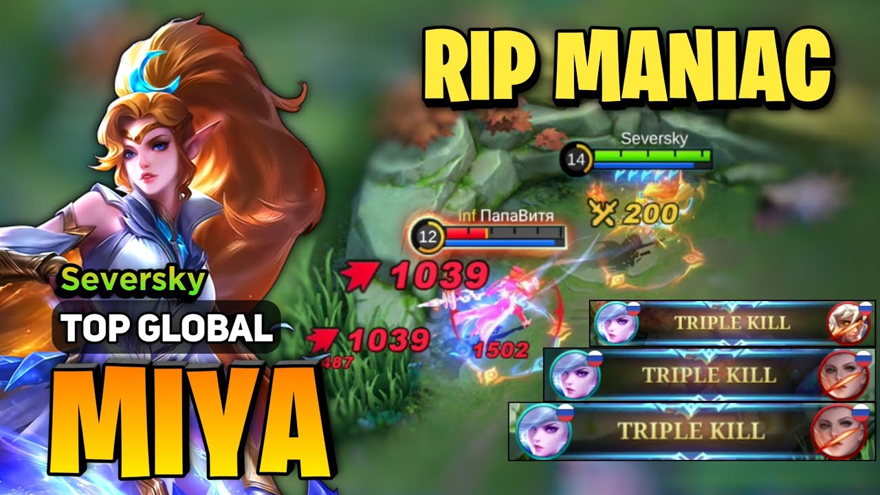 RIP MANIAC! Miya Best Build 2022 [ Top Global Miya Gameplay] By Seversky - Mobile Legends