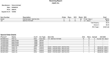 Receiving A Purchase Order in Lizzy