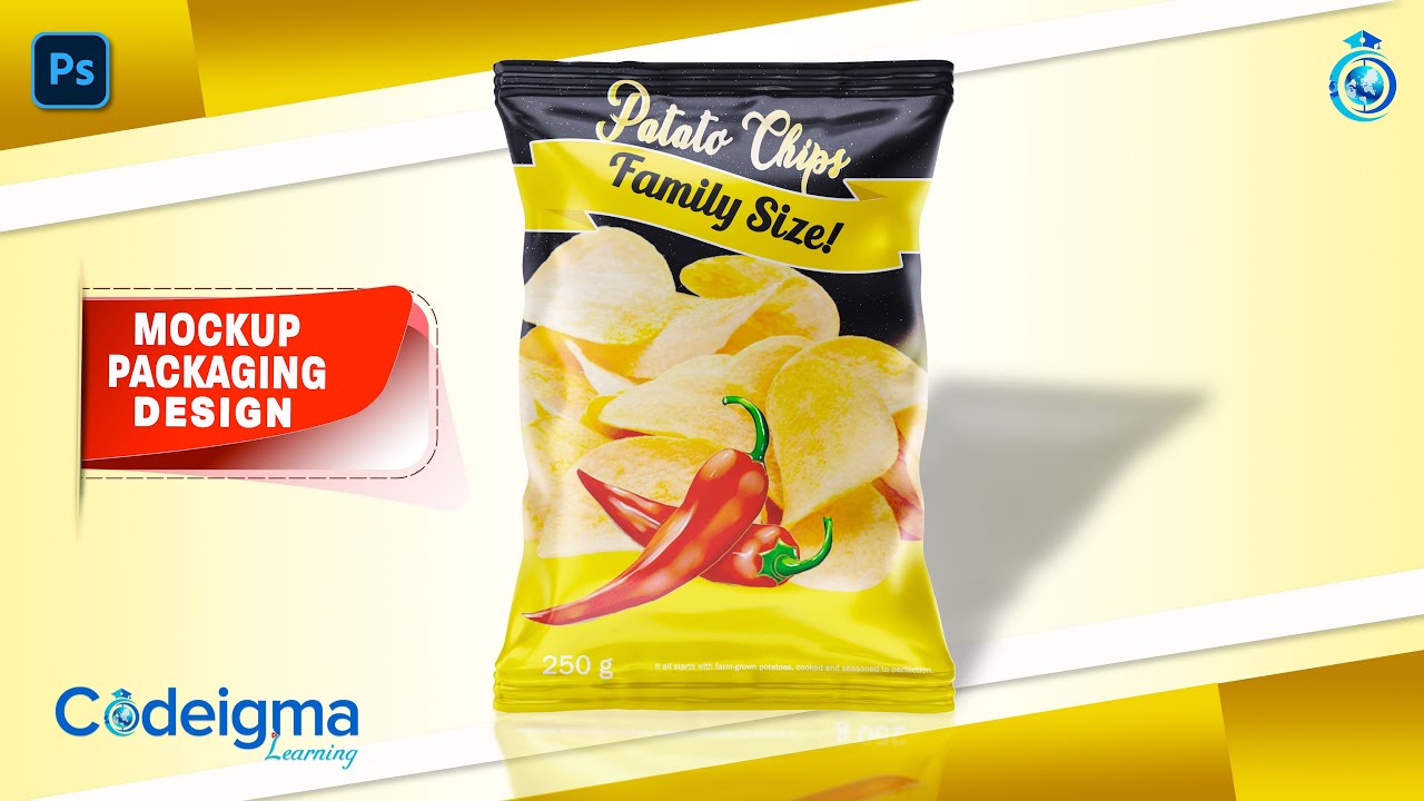 Custom Potato Chips Product Mockup In Photoshop | Design 13 | Adobe Photoshop CC | Codeigma Learning