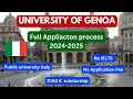 University of genoagenova application process 2024  italy scholarship  international students