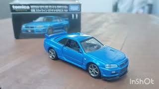 tomica premium Nissan skyline gtr r34 v spec ii nur unboxing video