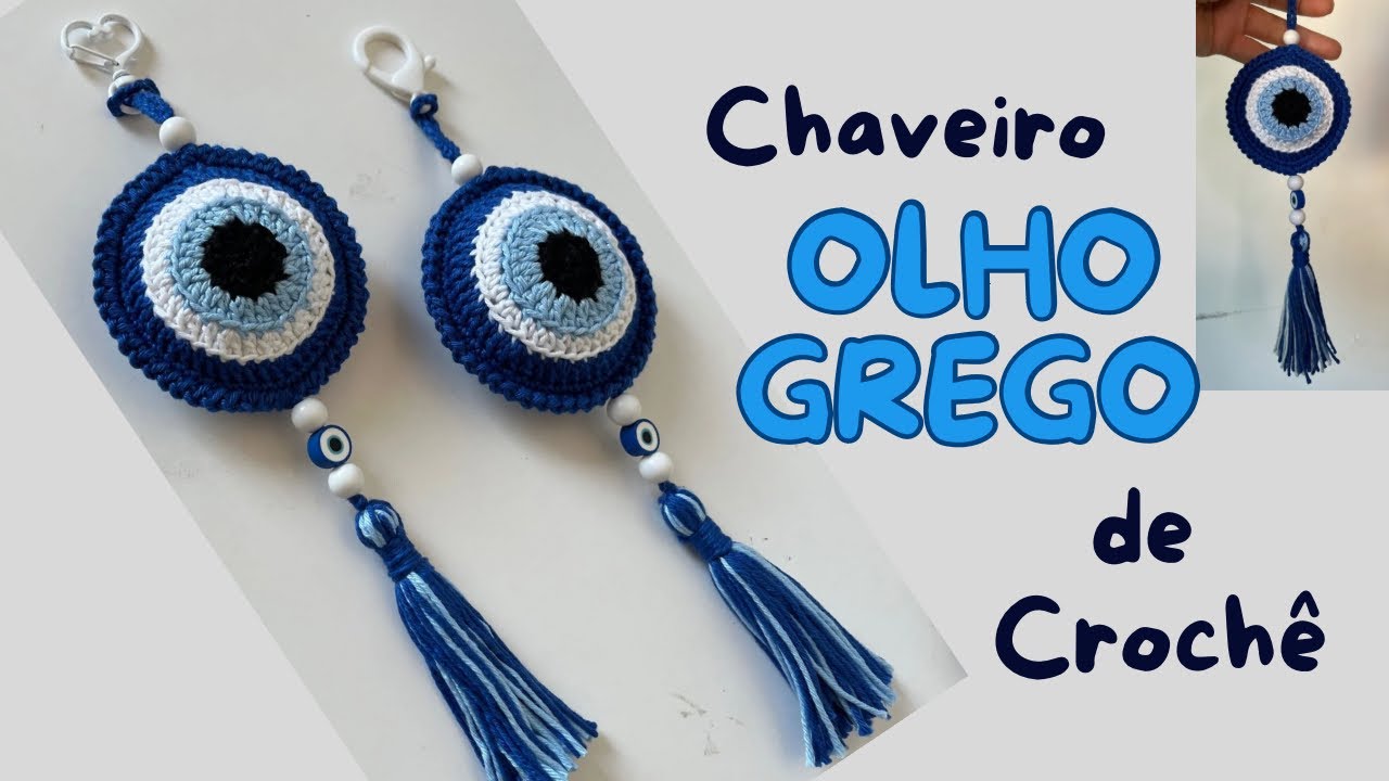 OLHO GREGO chaveiro de crochê[