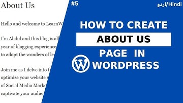How to Create About Us Page in WordPress| WordPress Tutorial In اردو/Hindi