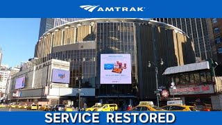 Amtrak Service Restored Announcements at New York Penn Station 