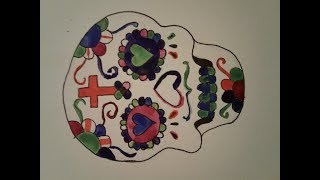Sugar Skull | Holloween Watercolor Painting Timelapse | Spooktober Day 5 Timelapse Sugar Skull Vector Colouring