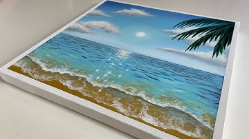 Sunlight Reflection on the Sea … Acrylic Painting Beach Waves