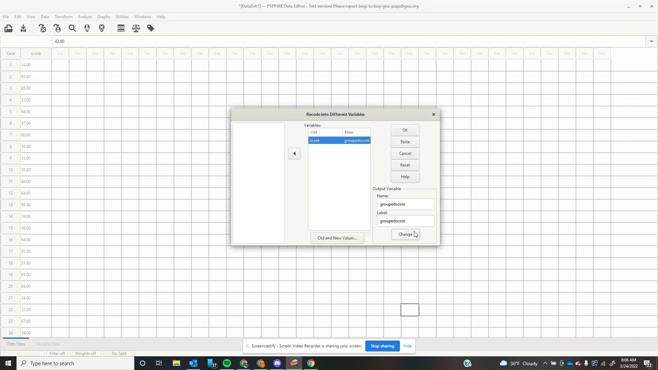 Grouped Frequency Table Trick in PSPP SPSS