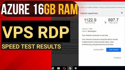 16GB RAM Microsoft Azure windows VPS RDP speed test results - watch azure speed test results